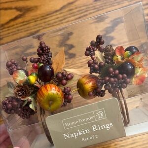 HomeTrends Decorative Napkin Rings Faux Florals Berries Branches Autumn Harvest